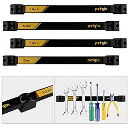 Petgin Set of 4 Magnetic Tool Holder Rack Heavy Duty Garage Wall Holder Strip for Tools Tool Bar with Magnet for Screwdriver Wrench 12inch