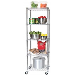 Seville Classics UltraDurable Commercial-Grade 5-Tier NSF-Certified Steel Wire Shelving with Wheels 24" W x 18" D Chrome