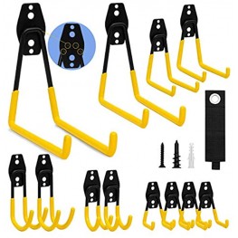 Garage Hooks Heavy Duty 4 Weld Yonnt Garage Hooks Wall Mount onto Any Surface; Garden Tool Organizer; Garage Bike Hooks; Ladder Hooks for Garage Wall 13 Pack FREE Extension Cord Holder Yellow