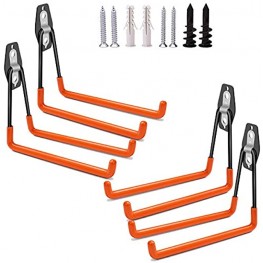 Garage Storage Utility Hooks Wall Mount Heavy Duty Garge Hooks & Ladder Hanger Garage Wall Hooks for Hanging Ladder,Hold Chairs Hold Heavy Tools Up to 55lbs Set of 4