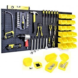 WallPeg Garage Storage System with Panels Bins Peg Board Hooks and Panel Set Tool Parts and Craft Organizer Kit with 12 Bins