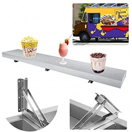 6 FT Concession Shelf with Stainless Steel Frame and Aluminum Alloy Surface Board for Food Trailer Truck Serving Window70 L x 11.5 W