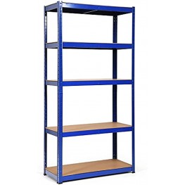 ERGOMASTER 5 Tiers Steel Shelves for Storage Heavy Duty Garage Organization Utility Shelf Rack for Books Kitchenware Tools Bolt-Free Assembly 36x 16x 72 Inches 1 Blue