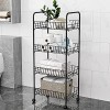 Rolling Cart Metal Utility Trolley on Wheels Mesh Storage Rack Organizer Shelves with 4 Wire Baskets Storage Art Carts for Home Kitchen Closet Bathroom Living Room Laundry Room Office Black 4-Tier