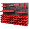 Storage System Workshop Shelf – 1152 mm x 780 mm – Wall Shelf with 44 Pieces Red Stacking Boxes and Tool Holder – Pouring Shelf Wall Plates Extra Strong System