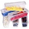 AB Designs Bin Pack [6] Long Home Organizer Storage Boxes with Lids Translucent Clear
