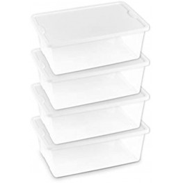 HOMZ Snaplock Clear Storage Bin with Lid Small-12 Quart White 4 Count