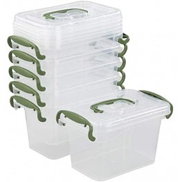 Ortodayes 6 Packs Mini Latch Storage Box Plastic Clear Bins with Lids