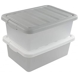 Sandmovie 14 Quart Plastic Storage Boxes with Lid Lidded Bins 2 Packs