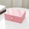 Jewelry Box for Women Girls，Two-Layer Jewelry Boxes Organizer Holder PU Leather Jewelry Display Storage Case for Necklace Earrings Bracelets Rings ,Great Ideal Gift,Pink
