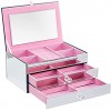 Jewelry Storage Organizer Mirrored Jewelry Box 3 Layer Mirror Jewelry Case for Necklace Earrings Rings Bracelet 7.9W × 11.8D × 5.3H