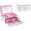 Jewelry Storage Organizer Mirrored Jewelry Box 3 Layer Mirror Jewelry Case for Necklace Earrings Rings Bracelet 7.9W × 11.8D × 5.3H