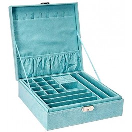 KLOUD City Two-Layer lint Jewelry Box Organizer Display Storage case with Lock Blue
