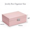 LAIHO Jewelry Organizer Box Jewelry Boxes for Women PU Leather Two Layer Jewelry Storage Holder with 74 Stud Hole and Lock Jewelry Holder for Earring Ring Necklace Gifts for Girls Ladies' Birthdays Valentine’s Pink