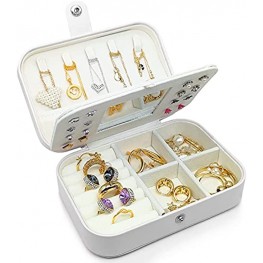 small jewelry box mini jewelry box Women travel jewelry case Portable small jewelry organizer for Rings Earrings Necklace Gifts for Girls Women  White