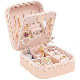 Travel jewelry case Travel jewelry box Travel Jewelry Organizer Small Jewelry Organizer Box for Girls Women with Mirror Pink