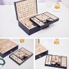 Zumier Jewelry box for women,3 Layers Jewelry boxes Organizer with PU Leather ,Travel Jewelry Storage Case Earring,Ring,Necklace,Earring boxes organizer for Girls Girlfriend Wife Ideal Gift Navy Blue