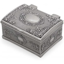 AVESON Small Rectangle Vintage Metal Jewelry Box Trinket Gift Box Chest Ring Case for Girls Ladies Women