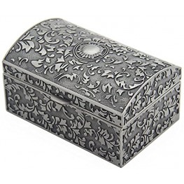 Vintage Metal Jewelry Box Small Trinket Storage Organizer Box Chest Ring Case for Girls Women Tin Color