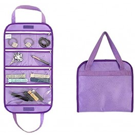 ANIZER Travel Foldable Jewelry Rolls Bag Storage Pouch Hanging Jewelry Organizer with 8 Zippered Clear Pockets for Earrings Rings Necklaces Bracelets Watchbands Purple