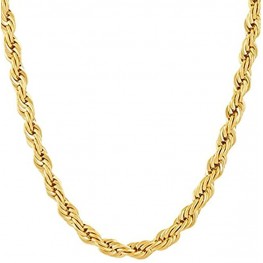 Greendou Fashion Jewelry 18K Gold Plated Classic 6mm Distort Rope Beautiful Necklace Chain for Women Men