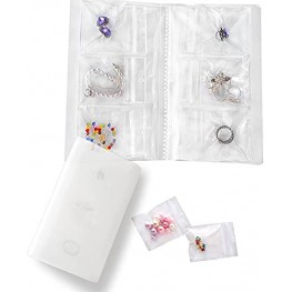 Transparent Jewelry Storage Holder Book,Anti Oxidation Jewelry Storage Album,Portable Travel Jewelry Earring Organizer Storage Book Bag for Earrings,Rings,Necklaces and Bracelet84 Grids+50 PVC Bags