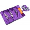 WEI LONG@Jewelry Roll Travel Jewelry Roll Bag,Silk Embroidery Brocade Jewelry Organizer Case with Tie Close Blossom Purple