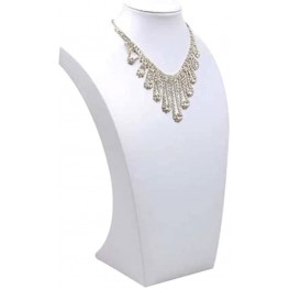 13.4" Tall White PU Faux Leather Necklace Chain Holder Storage Display Show Boutique Stand Mannequin Bust Home Organisation Jewelry Organizer for Girls Women