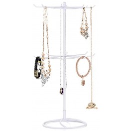 2 Tier Rotating Necklace Holder Jewelry Tree Bracelet Stand Display Organizer for Necklaces Bracelets Earrings Rings