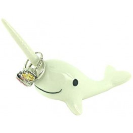 Adorable Ceramic Narwhal Ring Holder,Engagement Ring and Wedding Ring Display Holder Stand