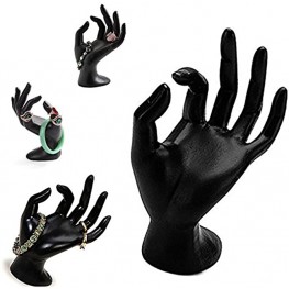 Adorox Black Polyresin Hand Form Jewelry Display Bracelet Ring Necklace Stand Holder