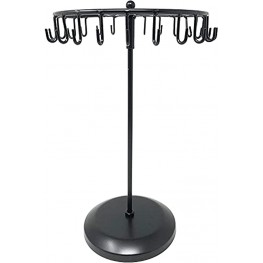 Bejeweled Display Black Color 24 Hooks Rotating Necklace holer Jewelry Organizer Display Stand w Gift Box