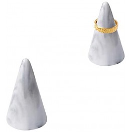 Modern Marble Ring Holder Tower Ceramic Cone Shape Decorative Display Stand for Jewelry Ring Wedding Ring Grey&Grey