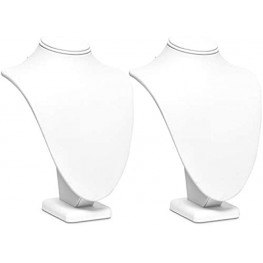 Mooca 2 Pcs Small Necklace Chain Jewelry Bust Display Holder Stand Necklaces Display Necklace Mannequin Necklace Bust Jewelry Bust Stand 7 H White Leatherette