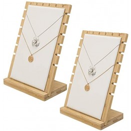 MyGift Bamboo & White Panel Jewelry Necklace Tabletop Display Boards Set of 2