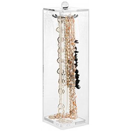 Stock Your Home Long Necklace Holder with 12 Hooks Acrylic Jewelry Organizer Necklaces Stand and Display Case Clear