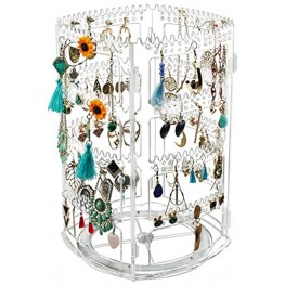 Tasybox 360 Rotating Earring Holder Stand Clear Earrings Organizer Acrylic Jewelry Storage Display Rack for Earrings Bracelets Necklaces 400 Holes and 192 Grooves