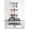 Tower Jewelry Organizer w Wooden Drawer Storage Box & Adjustable Necklace Holder – Jewelry Organizer Stand for Bracelets Earrings & More – Rustic White Drawer & Black Iron – Free-Stand or Wall-Mount