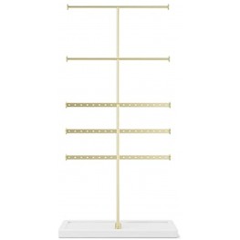 Umbra Trigem Tiered Tabletop Jewelry Organizer Freestanding Hanging Necklace Earring and Bracelet Display 5 White Nickel