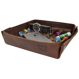 Hide & Drink Leather Catchall Tray Easy Access Organizer for Keys Coins Change Jewelry Watches Smartphones Durable Vintage Style Handmade Includes 101 Year Warranty :: Bourbon Brown