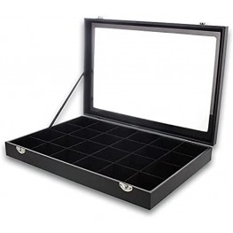 Jewelry Display Case with Velvet Tray Black 14 x 9.5 x 2 Inches