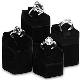 Mooca Jewelry Ring Stand Holder Display Set Ring Holders for Jewelry Ring Organizer Storage Jewelry Organizer Jewelry Stand Pedestals Display 4 Pcs Set Black Velvet