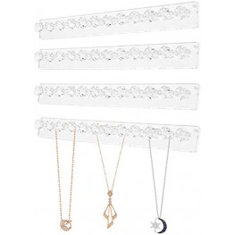4 Pack Necklace Hanger Clear Necklace Organizer Wall Mount Necklace Holder Hanging Jewelry Hooks for Necklaces Bracelets Chains