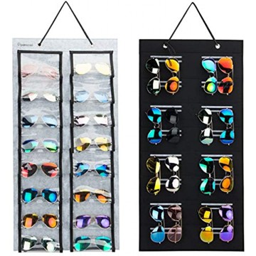Dust-Proof Hanging Sunglasses Organizer,32 Slots Double Sided Sunglasses Storage Wall Pocket,Eyeglasses Display Storage