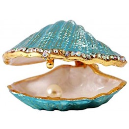 H&D Metal Glass Trinket Box Ring Holder Small Seashell Figurine Collectible Table Centerpiece pearl mussel
