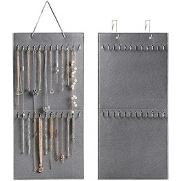 Hanging necklace Organizer Storage with 24 Hook ABLGOSXG Large Capacity Wall Mounted Jewelry holder Display for Hanging Necklaces Bracelets Earring Chains Gray