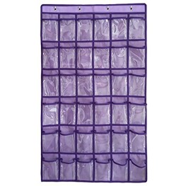 NIMES Hanging Closet Underwear Sock Jewelry Storage Over The Door Classroom Cell Phone Calculator Organizer 36 Clear Pockets Purple