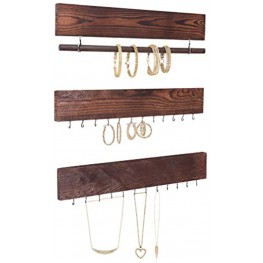 Rustic Jewelry Display Organizer for Wall – Wall Mounted Jewelry Holder Organizer with Removable Bracelet Rod and 24 Hooks – Perfect Earrings Necklaces and Bracelets Holder – Vintage Jewelry Display