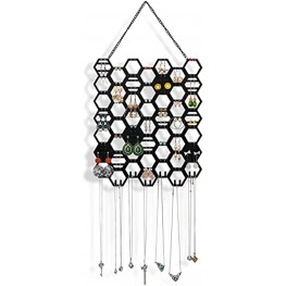 WPKLTMZ Hanging Earring Holder Organizer Jewelry Display Organizer for Dangling Earrings Studs and Necklaces Earring Organizer Wall Mounted Black Metal Hanging Jewelry Organizer