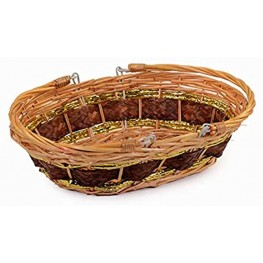 Vacchetti Basket Mafalda Natural Wicker Walnut Thread Gold Oval
